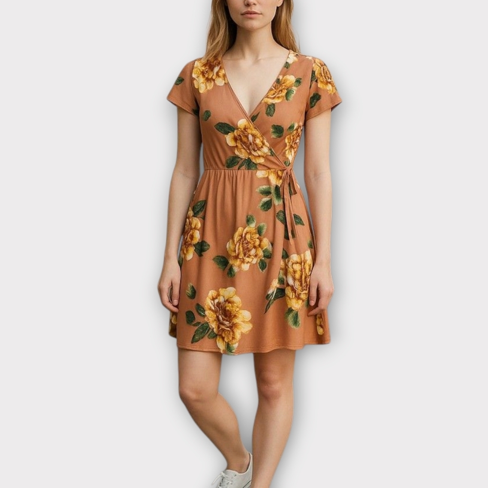 Planet Gold Pink Canyon Rose Faux Wrap Dress